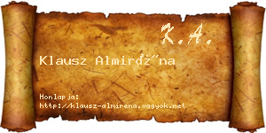 Klausz Almiréna névjegykártya